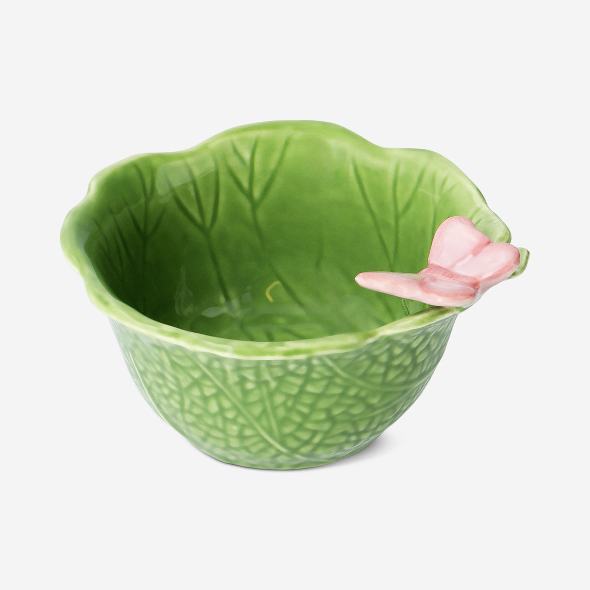 Image of Green leaf bowl with butterfly - 16 cm