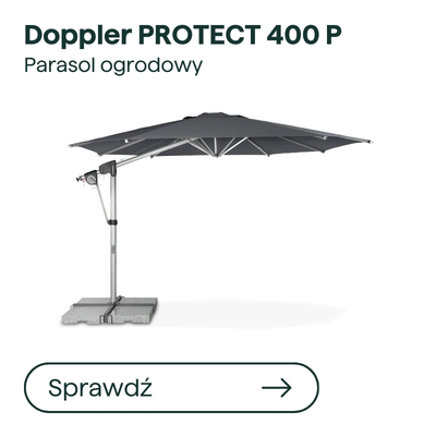 Doppler PROTECT 400 P garden parasol – grey cantilever umbrella with offset stand and concrete base