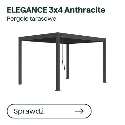 Anthracite aluminium 3x4m pergola with flat roof and four posts, modern outdoor patio shelter