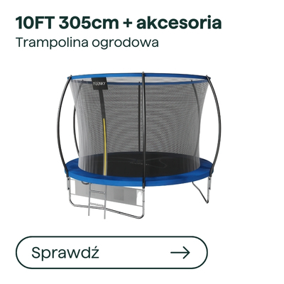 10ft (305 cm) blue garden trampoline with safety net, poles and ladder, includes accessories