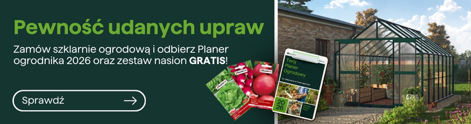 Green metal garden greenhouse beside seed packets and a smartphone showing a 2026 garden planner on a promotional banner