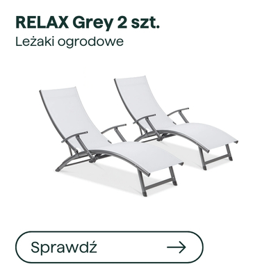 Pair of RELAX Grey garden sunloungers with grey aluminium frames and white mesh fabric, modern adjustable outdoor recliners