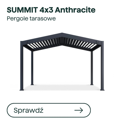 SUMMIT 4x3m anthracite freestanding aluminium pergola with adjustable louvered roof for patio