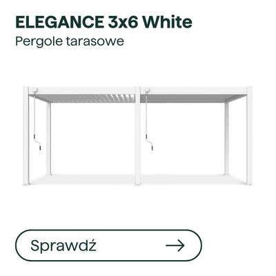 ELEGANCE 3x6 White louvered aluminium pergola, 3×6 m free-standing modern terrace pergola in white