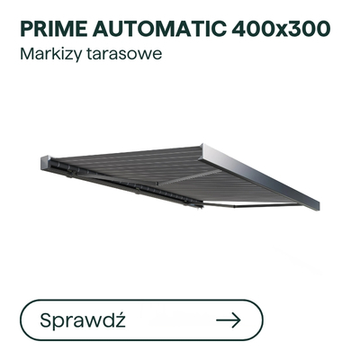 Prime Automatic 400x300 motorised grey aluminium terrace awning extended, modern retractable patio canopy