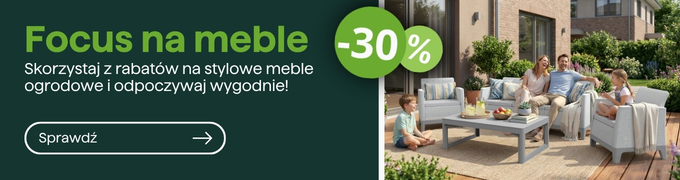 Family relaxing on stylish garden furniture set on patio with coffee table and seats; 30% off furniture sale.