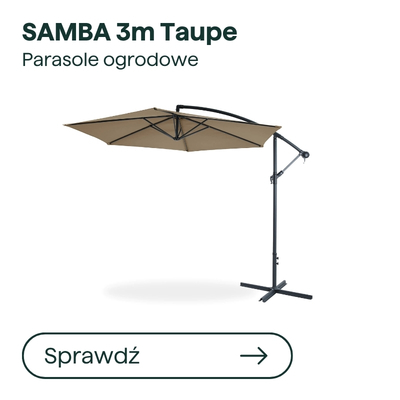 SAMBA 3m taupe cantilever garden parasol with tilting offset black aluminium frame and cross base