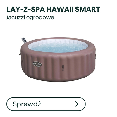 Lay-Z-Spa Hawaii Smart inflatable outdoor jacuzzi in brown — round hot tub with bubbling water and digital control unit