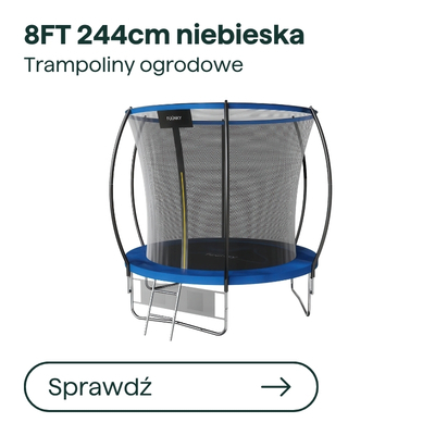 8ft (244 cm) blue garden trampoline with safety enclosure net and ladder – round outdoor trampoline for kids and family