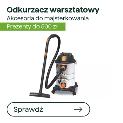 Workshop wet/dry vacuum cleaner with hose and wheels, orange accents — DIY accessories promotion, gifts up to 500 zł