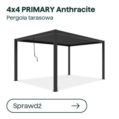 4x4 Primary anthracite aluminium pergola with louvered roof, modern freestanding terrace pergola