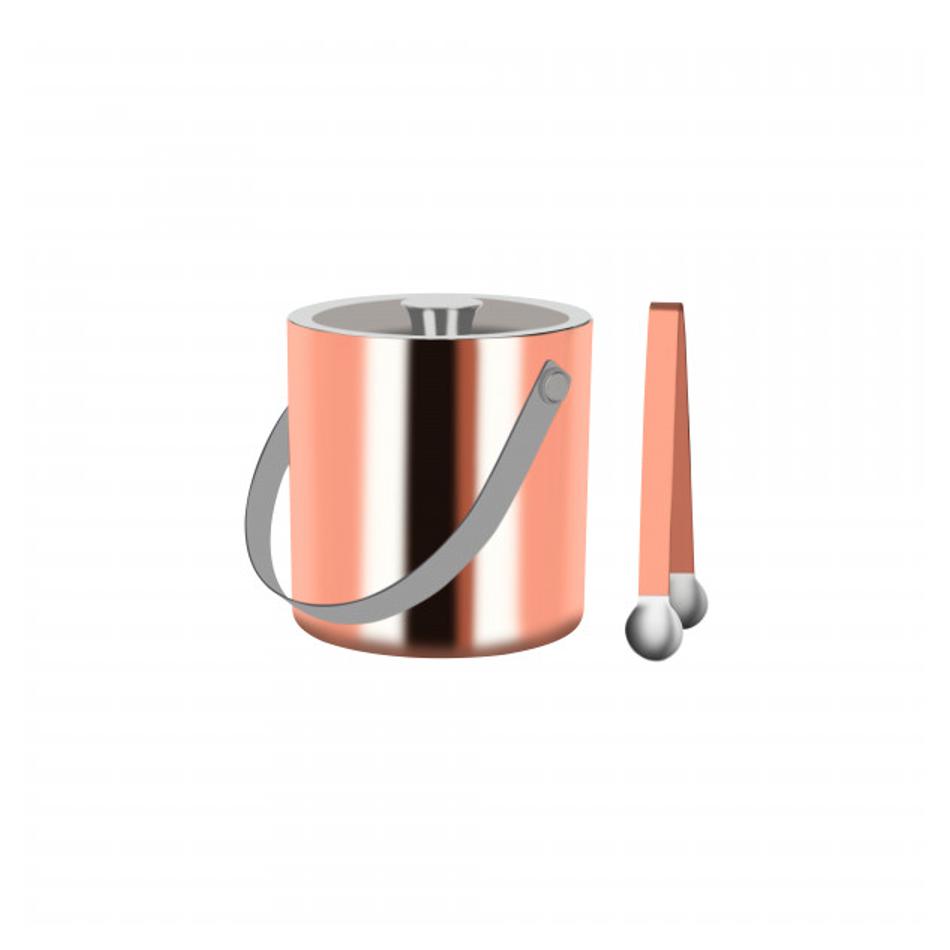 Image of Zanzi Double Wall Ice Bucket with Tongs - Rose Gold Z1000