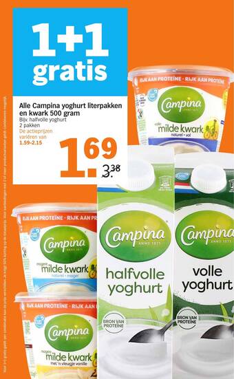 Alle Campina yoghurt literpakken en kwark