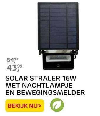 SOLAR STRALER 16W MET NACHTLAMPJE EN BEWEGINGSMELDER