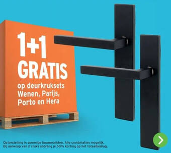 1+1 GRATIS op deurkruksets Wenen, Parijs, Porto en Hera