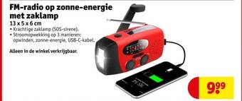 FM-radio op zonne-energie met zaklamp