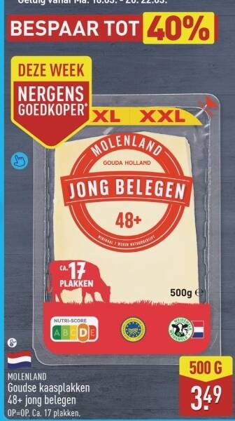 Molenland goudse kaasplakken 48+ jong belegen