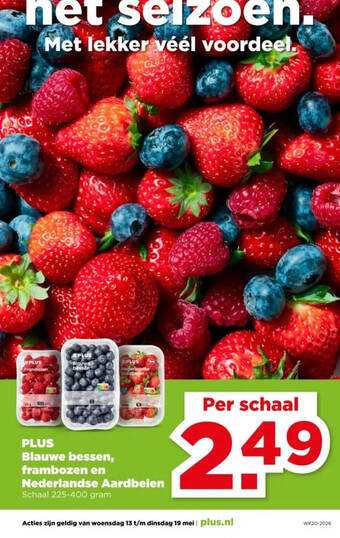 Plus  blauwe bessen, frambozen en nederlandse aardbeien