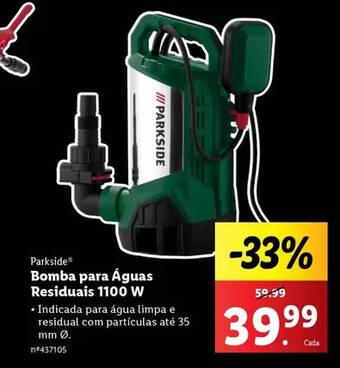 Parkside - bomba para aguas residuais 1100 w