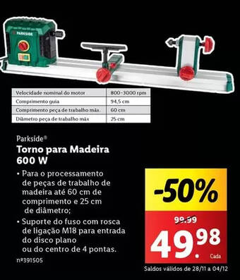 Parkside - torno para madeira 600 w