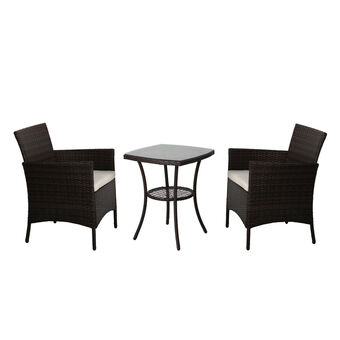 Conjunto de estar mesa e 2 cadeiras wicker vidago