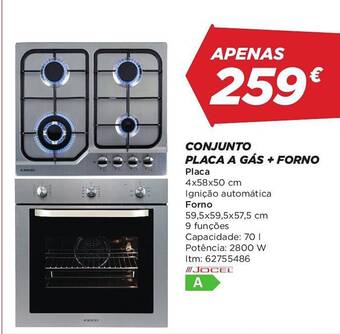 Conjunto placa a gás + forno