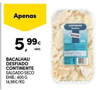 Bacalhau desfiado continente salgado seco