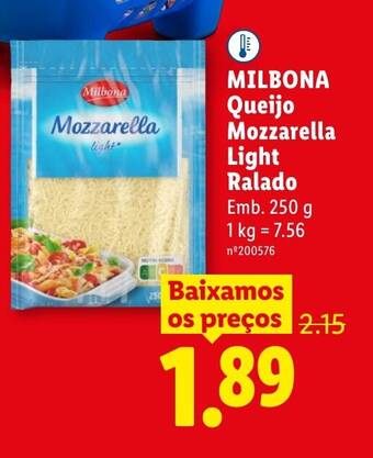 MILBONA Queijo Mozzarella Light Ralado