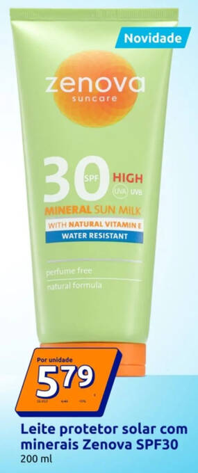 Leite protetor solar com minerais Zenova SPF30