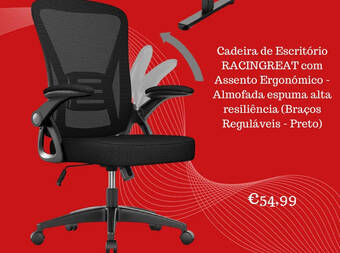 Cadeira de Escritório RACINGREAT com Assento Ergonómico - Almofada espuma alta