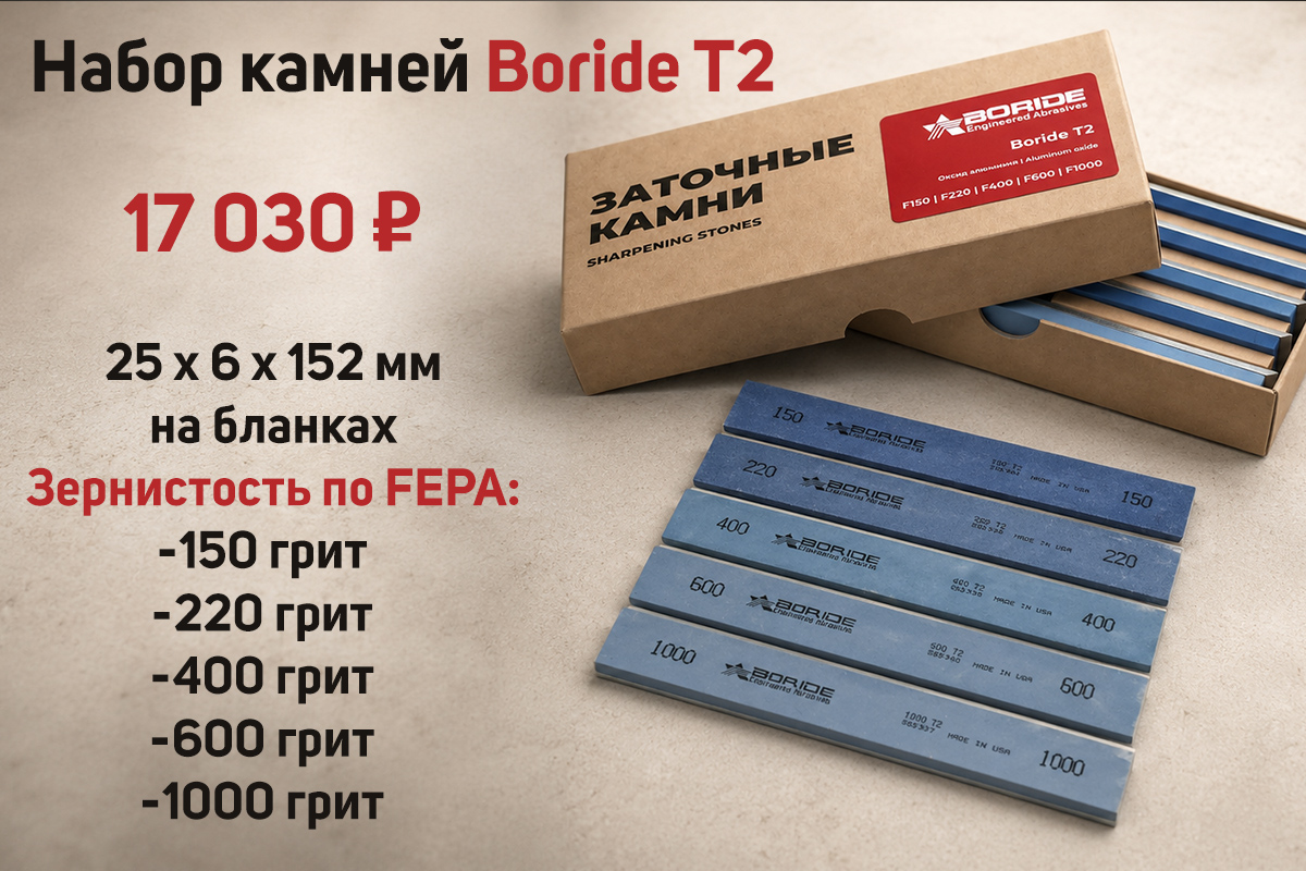 Набор камней Boride T2 25х6х152мм на бланках (5 шт)