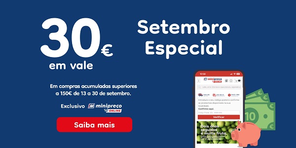 Ganhe 30€ em vale nas suas compras online