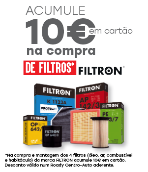 ACUMULE 10€ EM CARTÃO NA COMPRA DE FILTROS FILTON