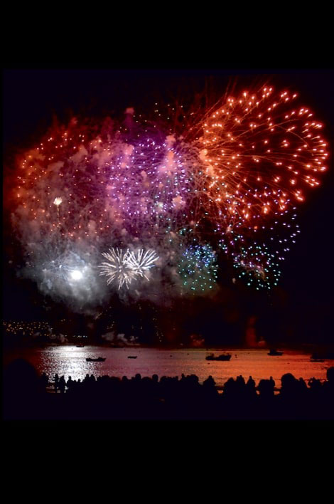 Fogo de artifício à noite