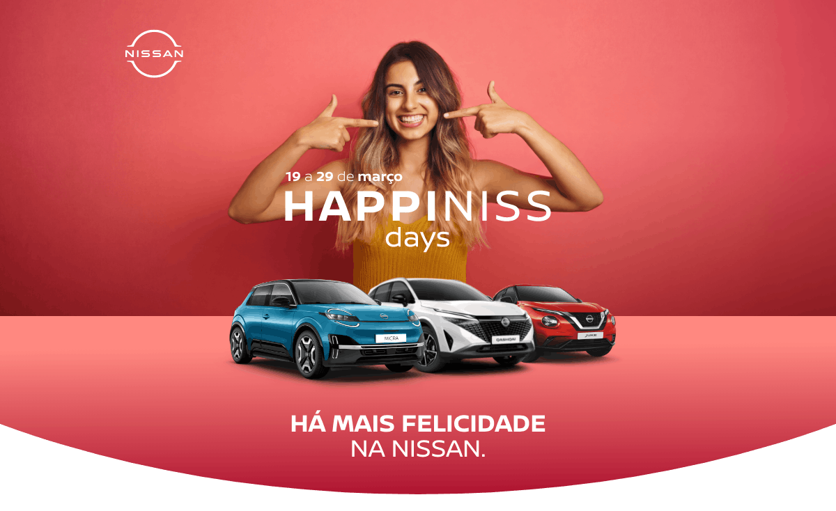 Voltou o evento HappiNiss Days, de 19 a 29 de março. Conheça as ofertas para Nissan Qashqai, Nissan Juke e para o Novo Nissan Micra.