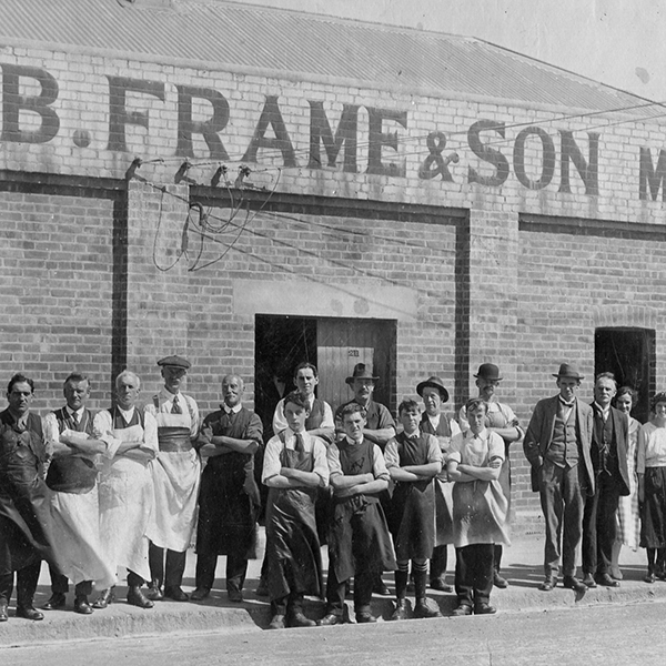 Staff in front of the Hanover Street entrance in circa 1915