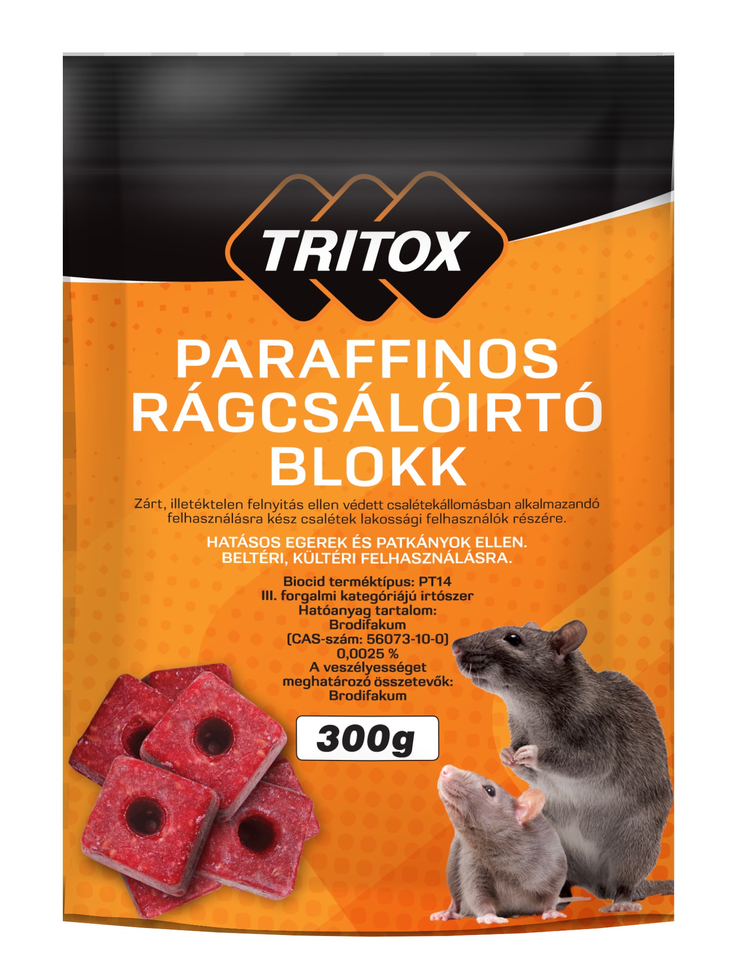 Tritox paraffinos rágcsálóirtó blokk 300 g