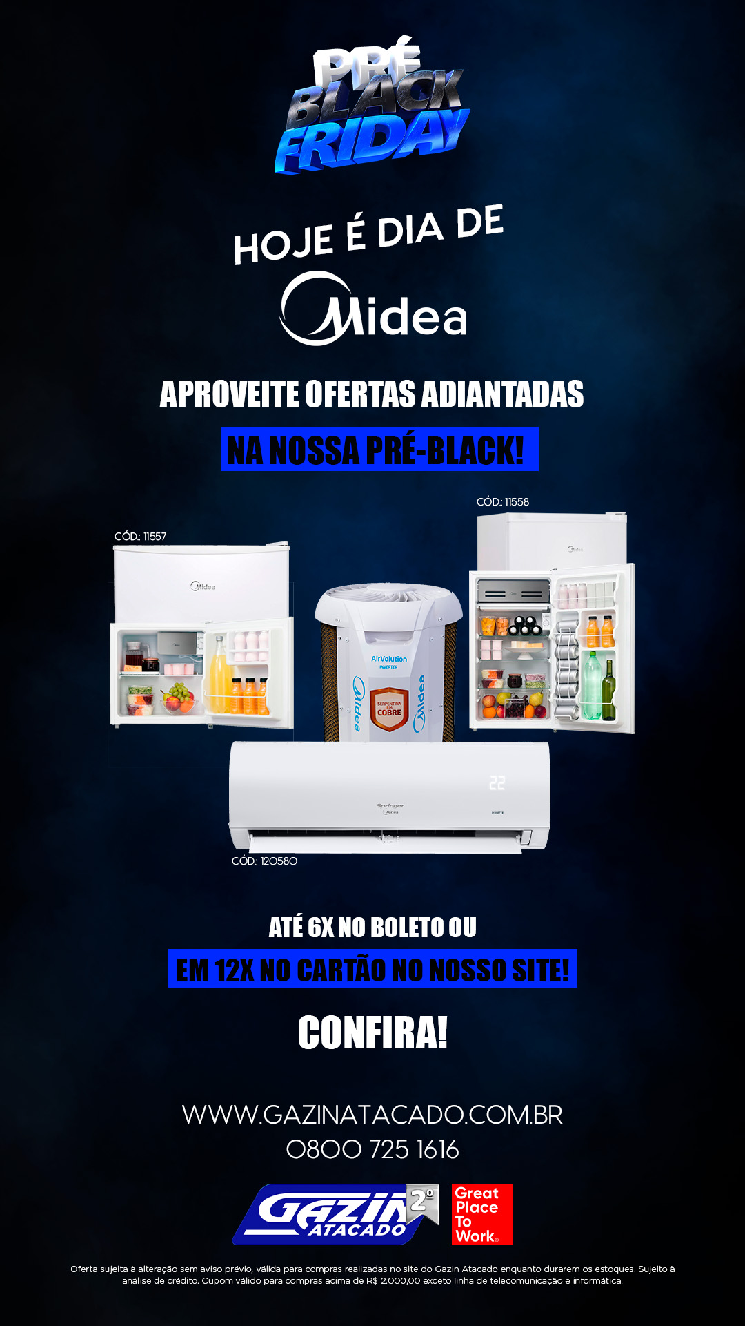 Aproveite as ofertas da Midea na Pré-Black do Atacado! Você não pode perder estas ofertas!