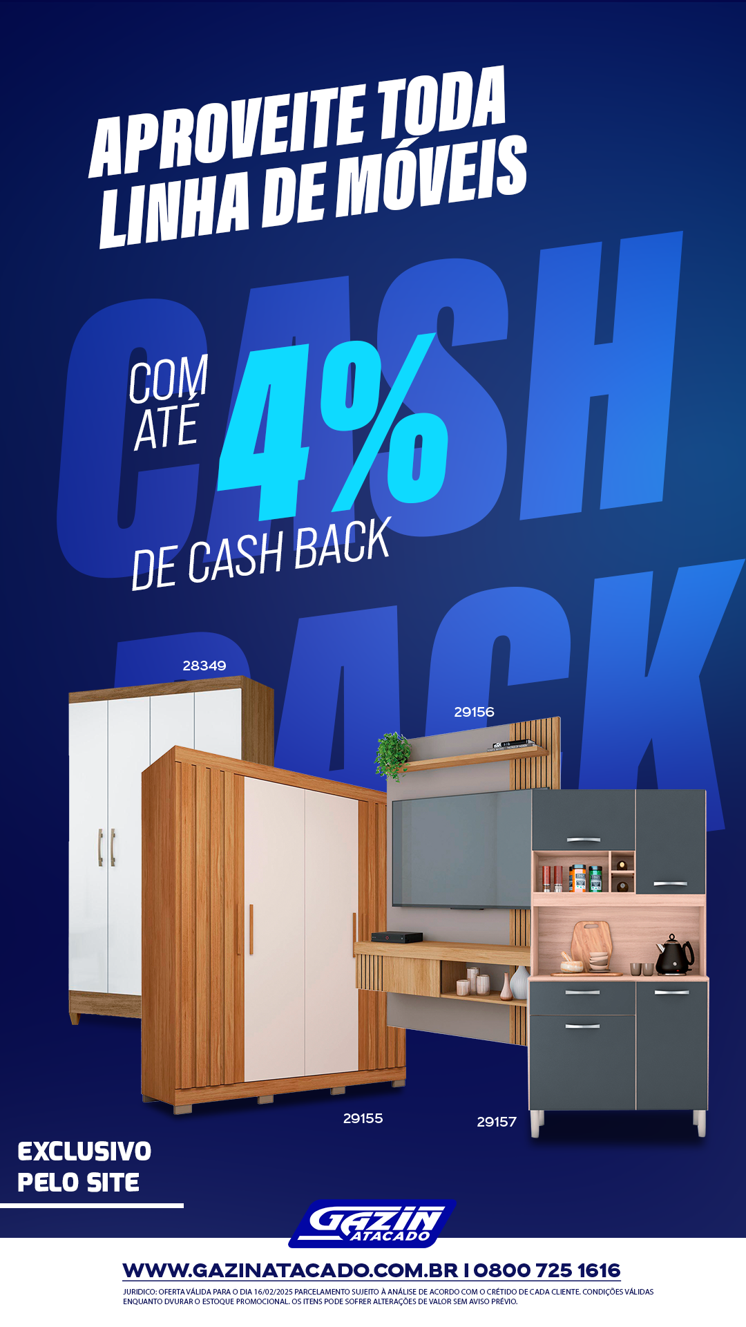 Aproveite toda linha de móveis com até 4% de cashback!