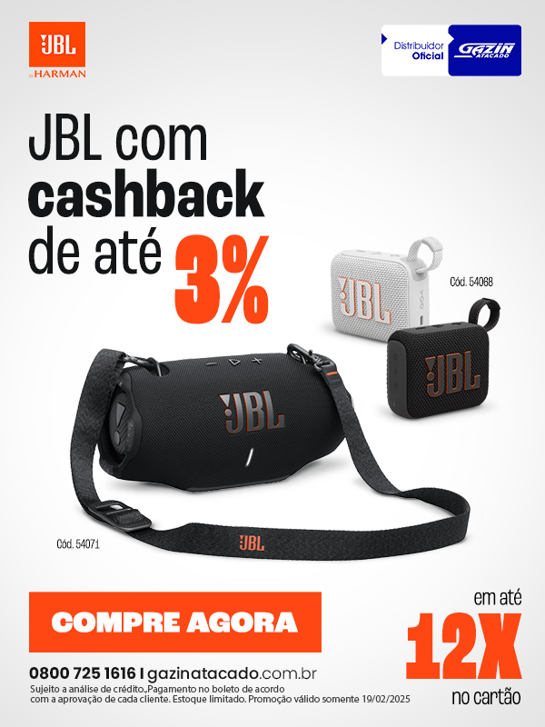 JBL com 3% de Cashback.