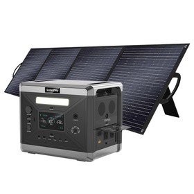 SolarPlay Q2501 Portable Power Station + SolarPlay T200 Solar Panel 2400W/2160WH LiFePO4 Battery 12 Output Ports Fully Charged in 1.5 Hours 4 Charging Method