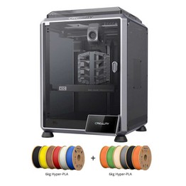 Creality K1C 3D Printer + 12kg Creality Hyper-PLA Filament - 2kg Black + 1kg Skin Color + 1kg Yellow + 1kg Green + 2kg Orange + 1kg Brown +1kg Red + 1kg Blue + 1kg Grey + 1kg White