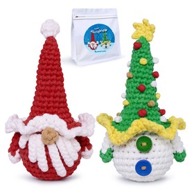 NestledCrafts Christmas Crochet Kit for Beginners Amigurumi Knitting Kit with Step-by-Step Video Tutorials - SantySnow