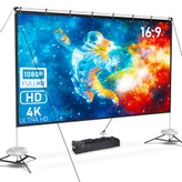 Pixthink 120-inch Projector Screen with Stand 16:9 HD 4K 165° Viewing Angle