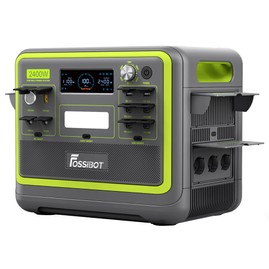 FOSSiBOT F2400 Portable Power Station 2048Wh LiFePO4 Battery 2400W Output Solar Generator 3xAC RV Car USB Type-C QC3.0 PD DC5521 Pure Sine Wave Full Outlets 1.5 Hours Fast Charging Input Power Adjustment Knob Bidirectional Inverter - Green