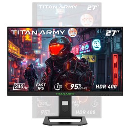 TITAN ARMY P2710S Gaming Monitor 27-inch 2560*1440 16:9 Fast IPS LCD Screen 240Hz Refresh Rate 1ms GTG HDR 400 Adaptive-Sync Dynamic OD Game Mode & 10 scenario Modes PBP & PIP Split-screen Mode Rotating Stand Wall Mounting