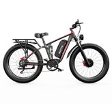 DUOTTS S26 Electric Bike 750W*2 Motors 50km/h Max Speed 26*4.0 inch Inflatable Fat Tires 48V 20Ah SAMSUNG Battery 120km Range Shimano 7-Speed 150kg Max Load Smart APP - Black