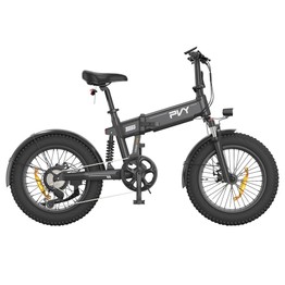 PVY Turbo Electric Bike 250W Motor 48V 13Ah Battery 20*4.0 inch Fat Tires 25km/h Max Speed 100km Range Shimano 7-Speed Mechanical Disc Brake Front Suspension Fork & Rear Mechanical Shock Absorber