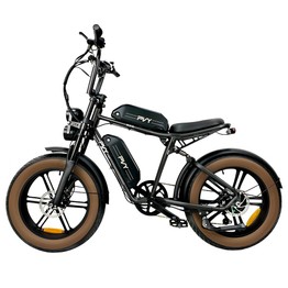 PVY X20 Electric Bike 1000W Motor 1440Wh (48V 15Ah+15Ah) Dual-battery 20*4.0'' Fat Tire 50km/h 200km Max Range Hydraulic Disc Brake Adjustable Front Suspension and Rear Shock SHIMANO 7-Speed Color LCD Display Aluminum Frame - Black