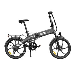 PVY Z20 Pro Folding Electric Bike 250W 36V 14Ah (504Wh) Removable Battery 20*2.3 inch Wide Tire Max 100km Range Aluminum Frame Mechanical Disc Brake Suspension Fork Shimano 6-speed LCD Display IPX5 waterproof - Grey